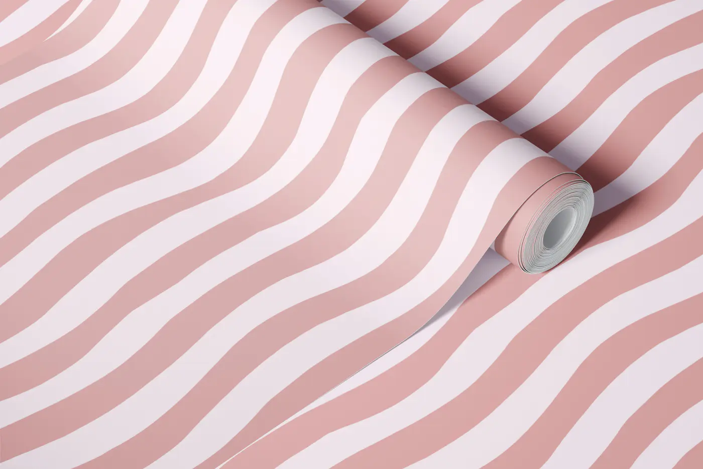 Magic Blush Wavy Stripes wallpaper roll