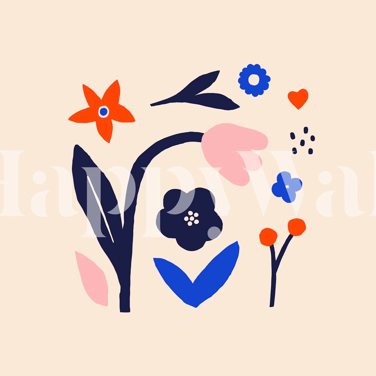 Playful Flowers Scandi wallpaper design