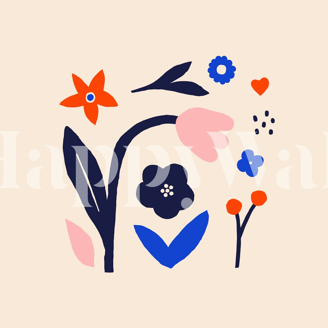 Playful Flowers Scandi wallpaper design
