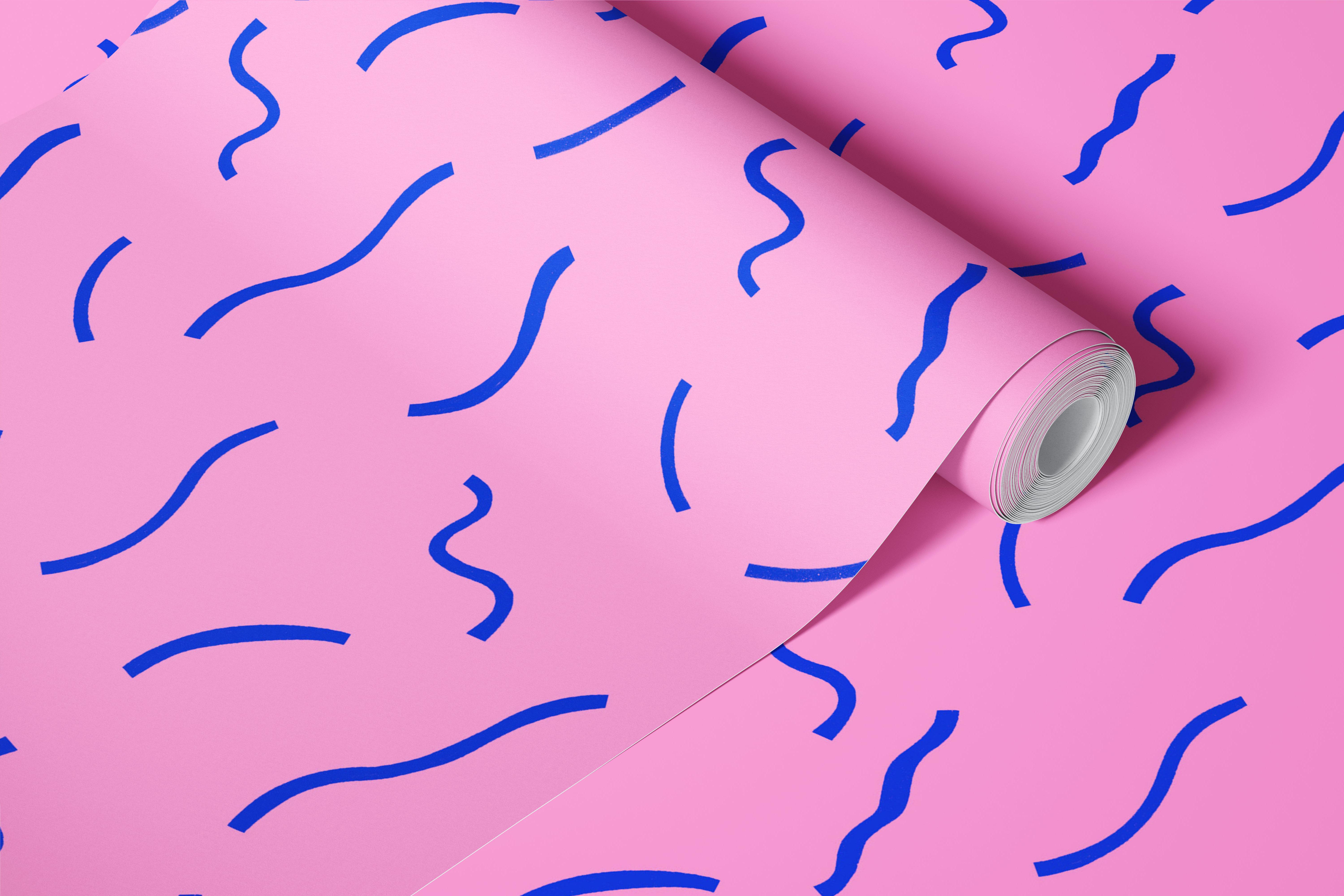 Playful wavy lines wallpaper in a room