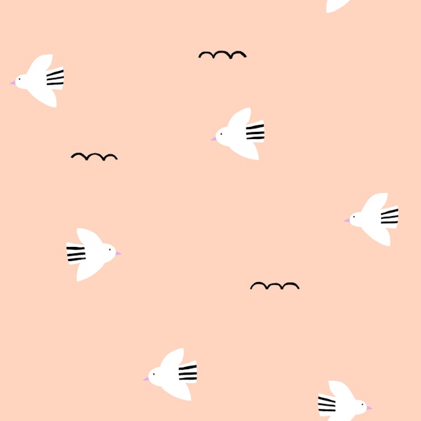 Nursery Birds Blush Background