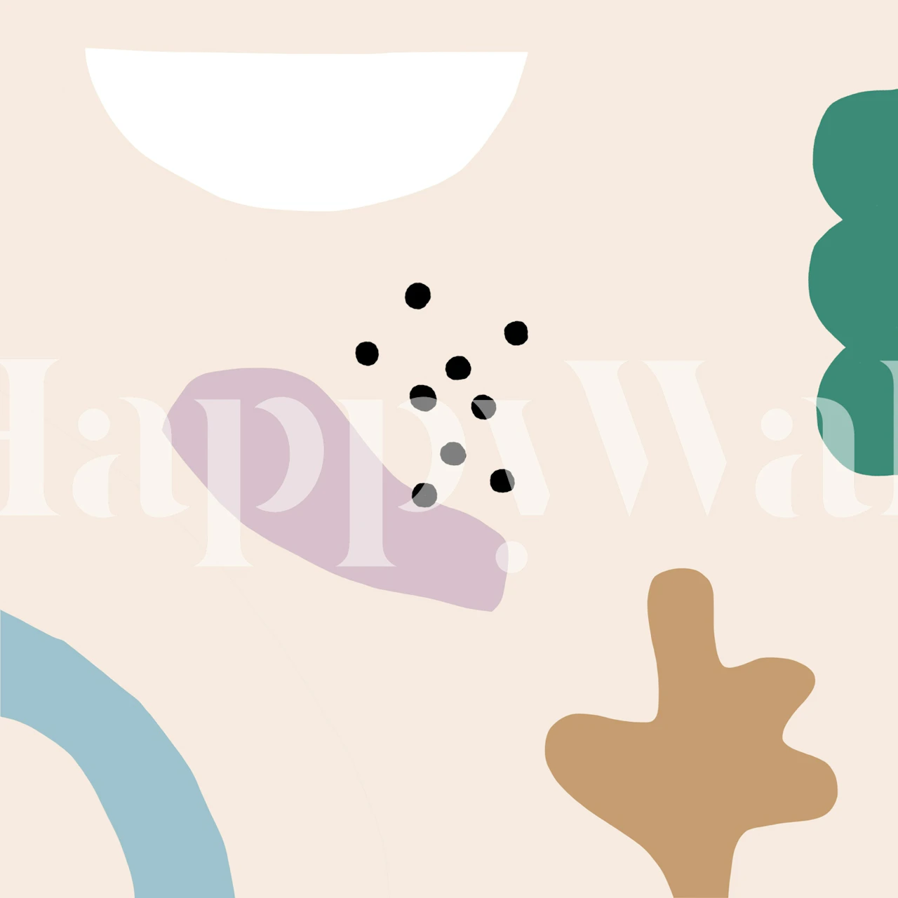 Scandinavian pastel abstract shapes wallpaper in room