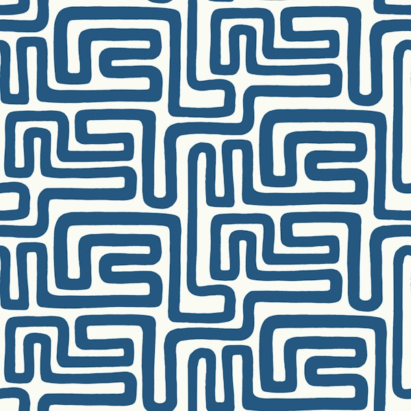 Navy Blue Contemporary Maze Lines