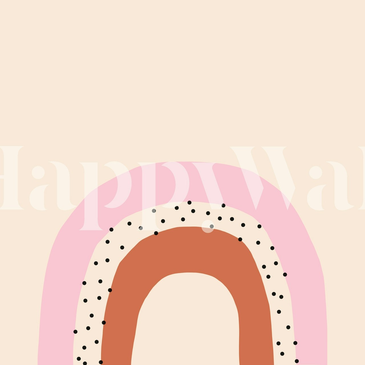 Blush Rainbow with Polka Dots wallpaper in a room