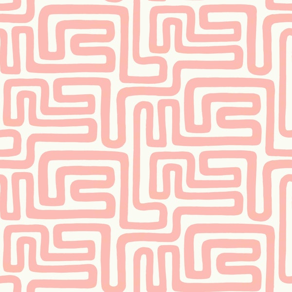 Blush Pastel Pink Abstract Maze Lines