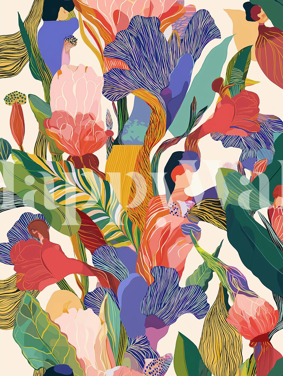 Vibrant Longstocking wallpaper design in a room