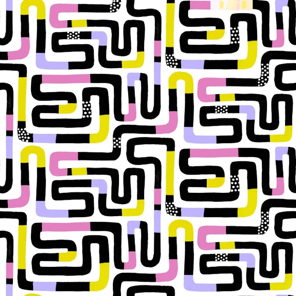 Modern Playful Bold Memphis Maze Lines