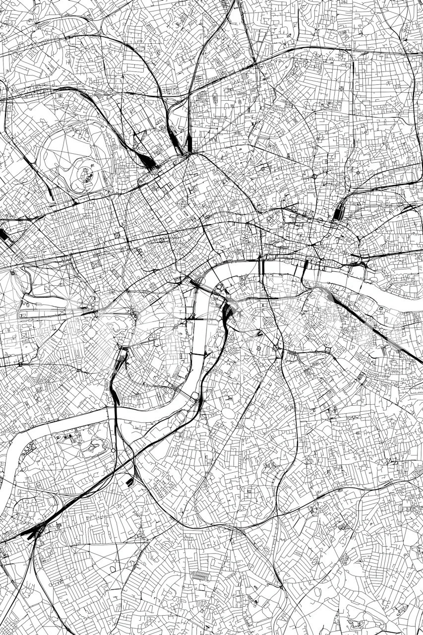 Black and white city map design wallpaper