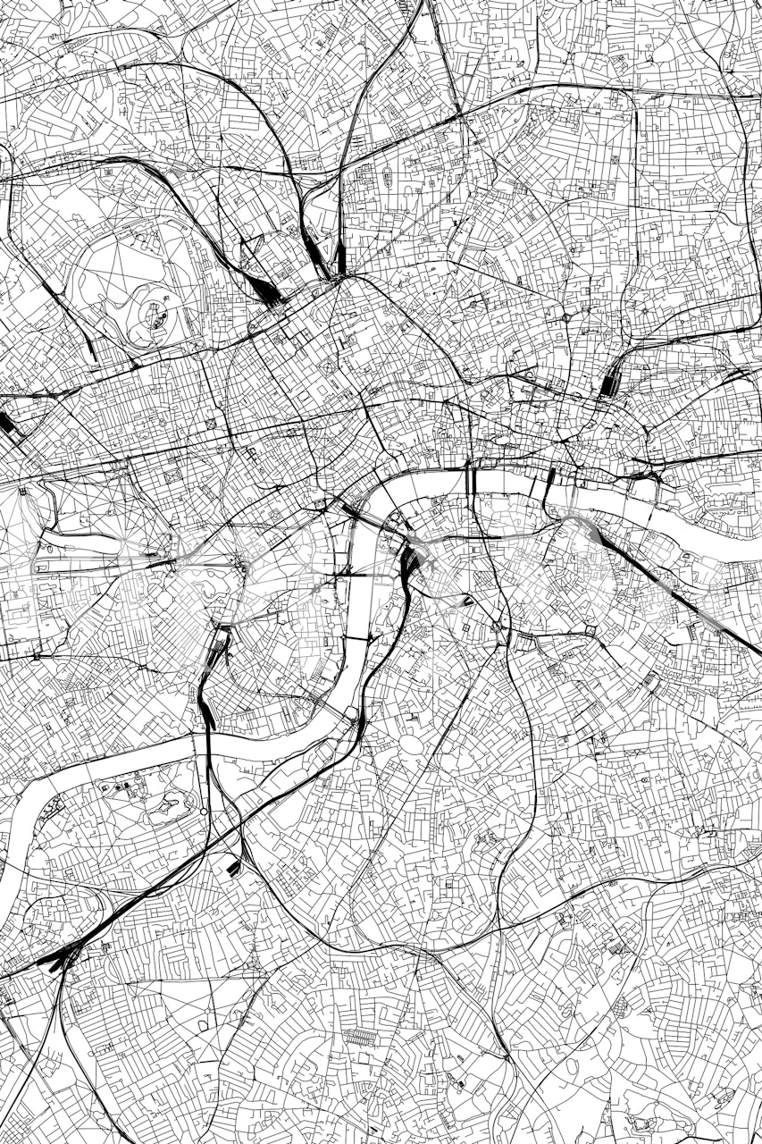Black and white city map design wallpaper