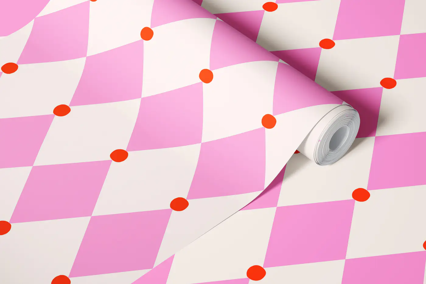 Pink Harlequin Diamonds wallpaper roll