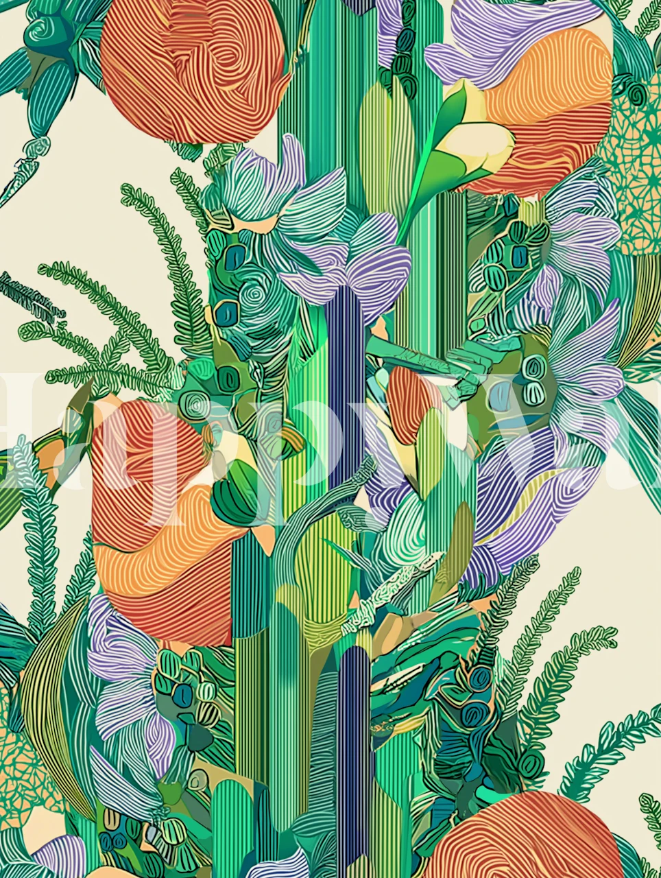 Green Day wallpaper with botanical elements