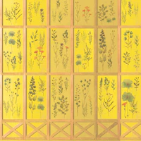Pressed Flowers Vintage Panels Yellow tapet