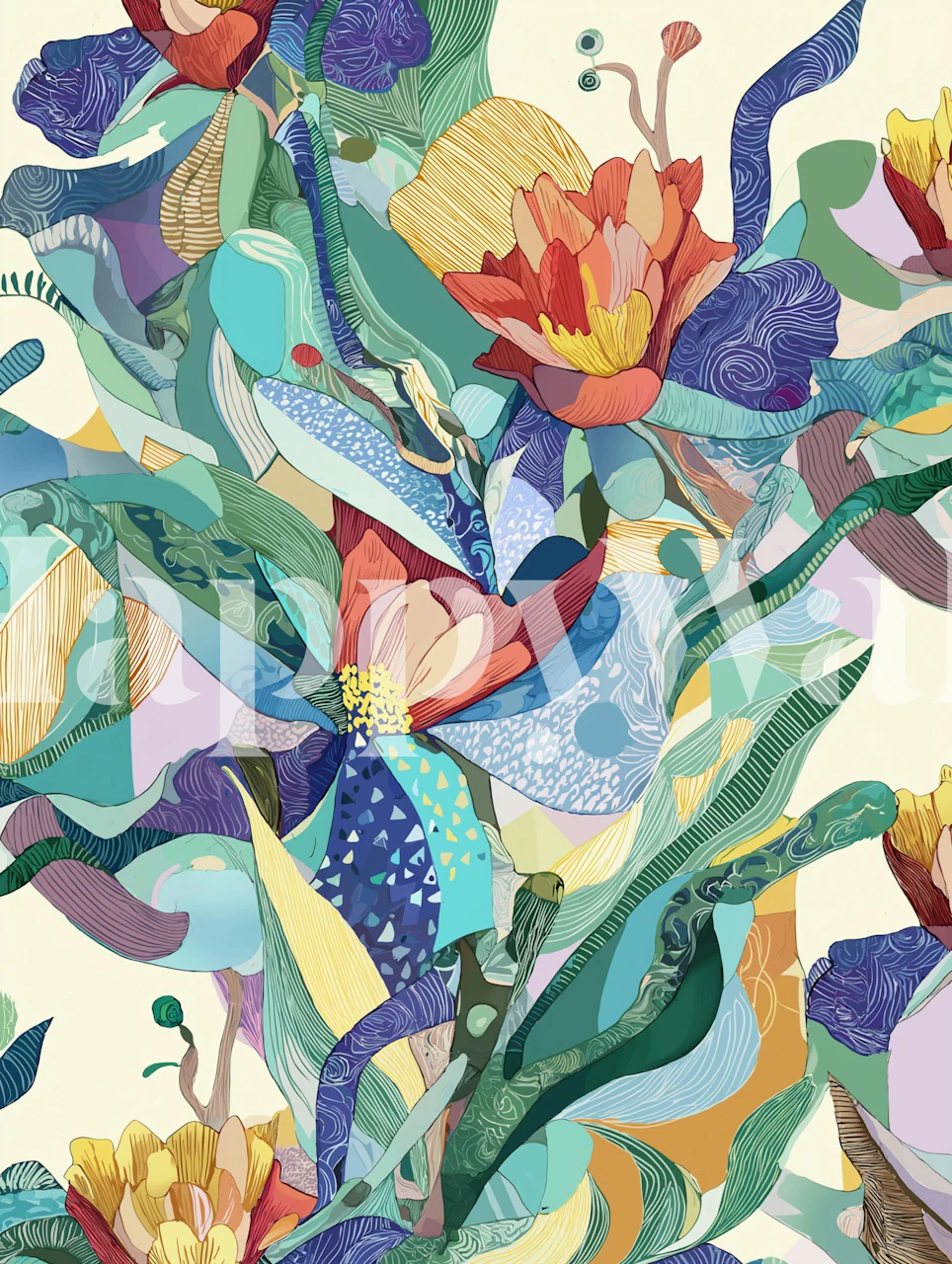 Sargasso Blumen Tapete in einem modernen Interieur