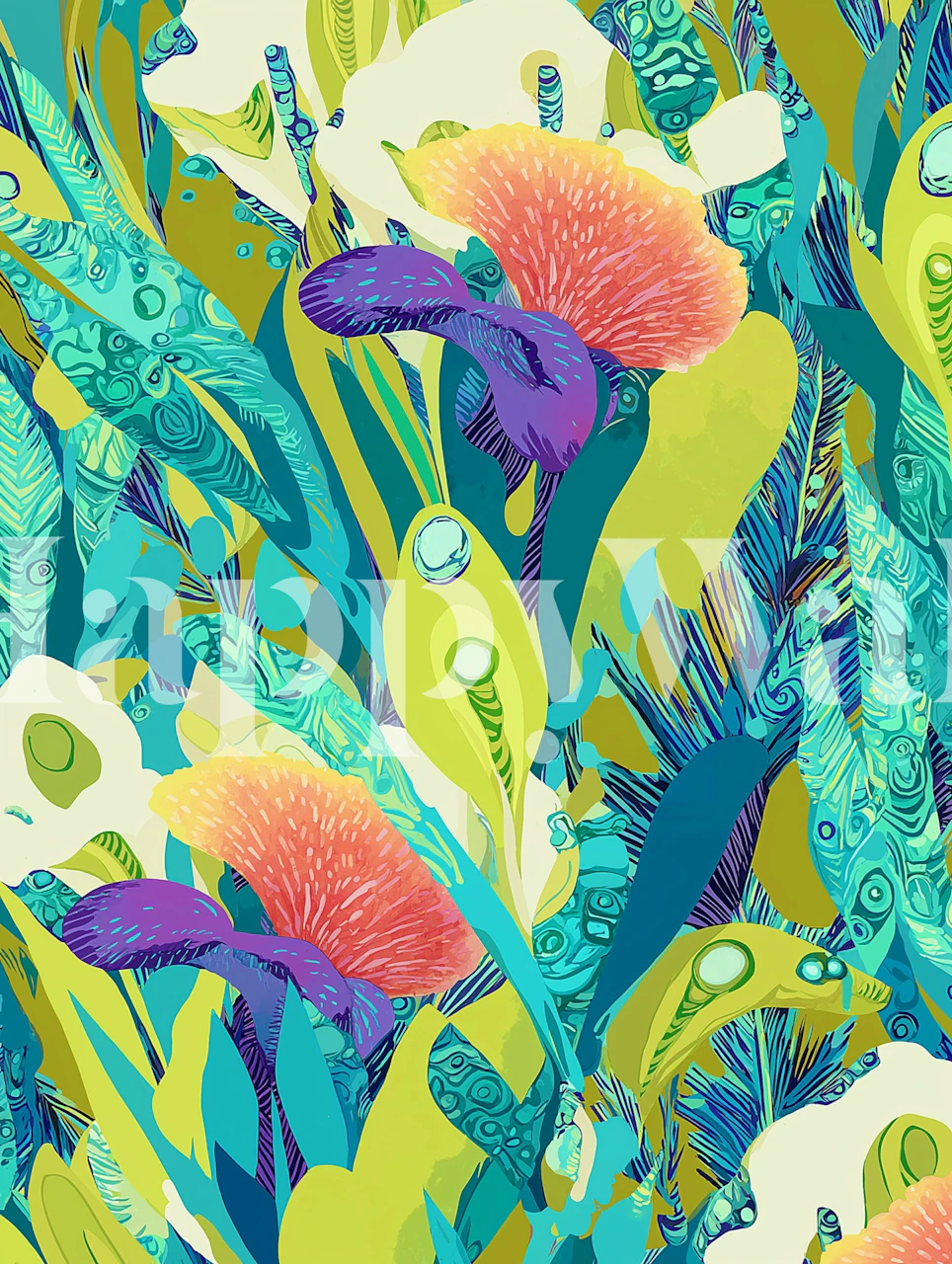 Nature Spirits wallpaper displayed in a room