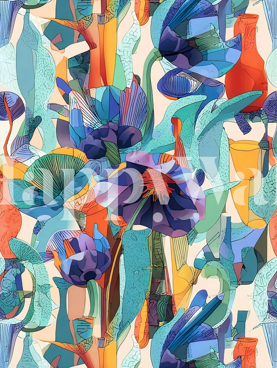 Blue Valley tapet vist i et rum