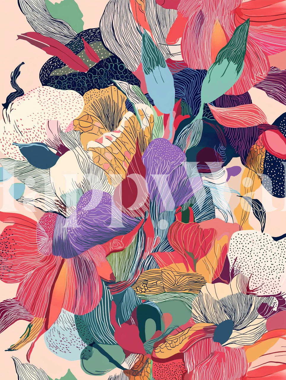 Gloria Brocade fargerik blomstertapet i et rom