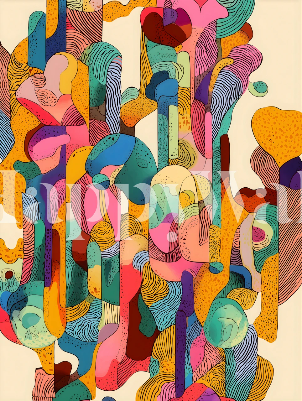 Joie Joie-tapet i ett stilrent rum