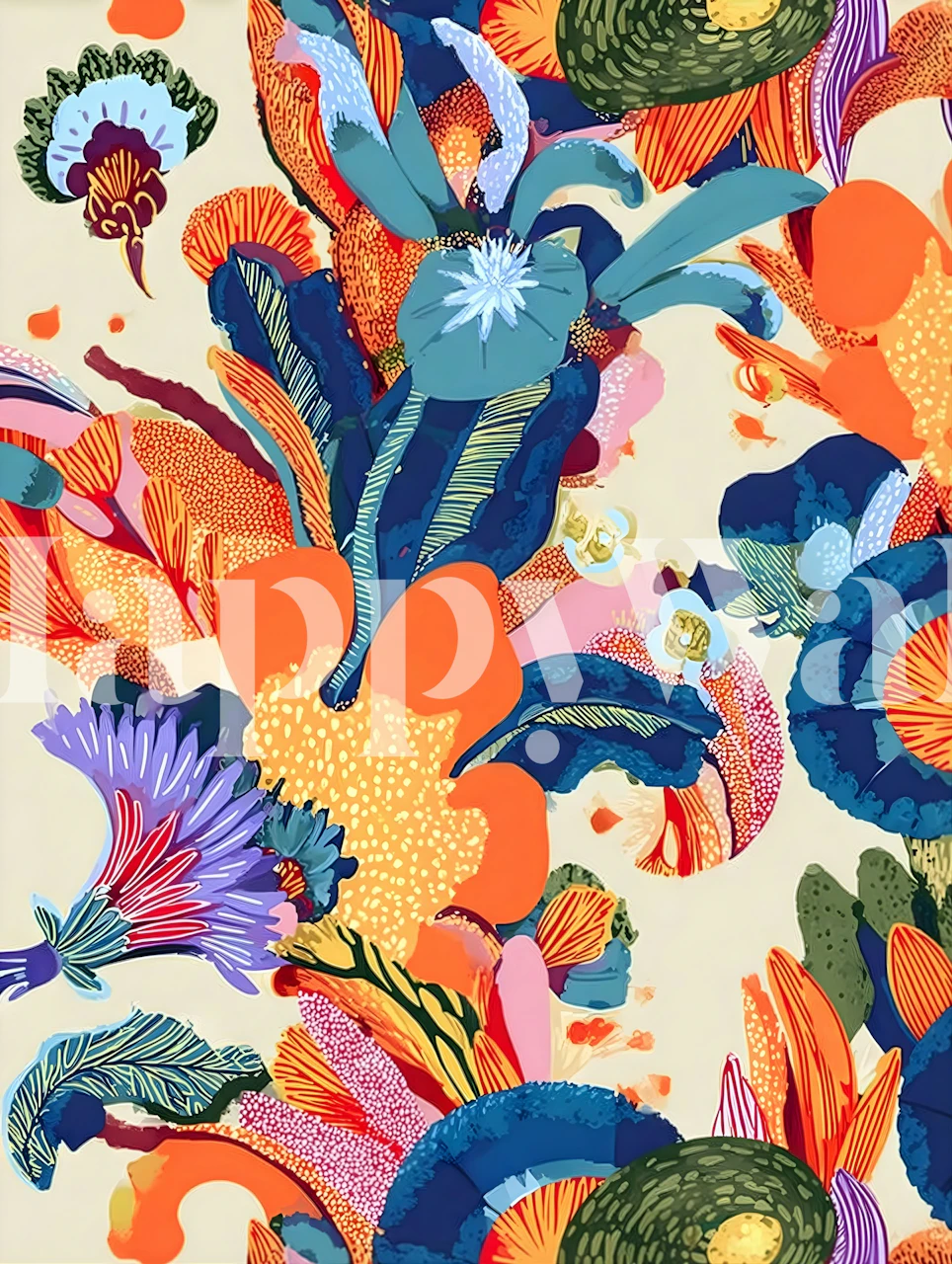 Versaille East floral wallpaper displayed in a room