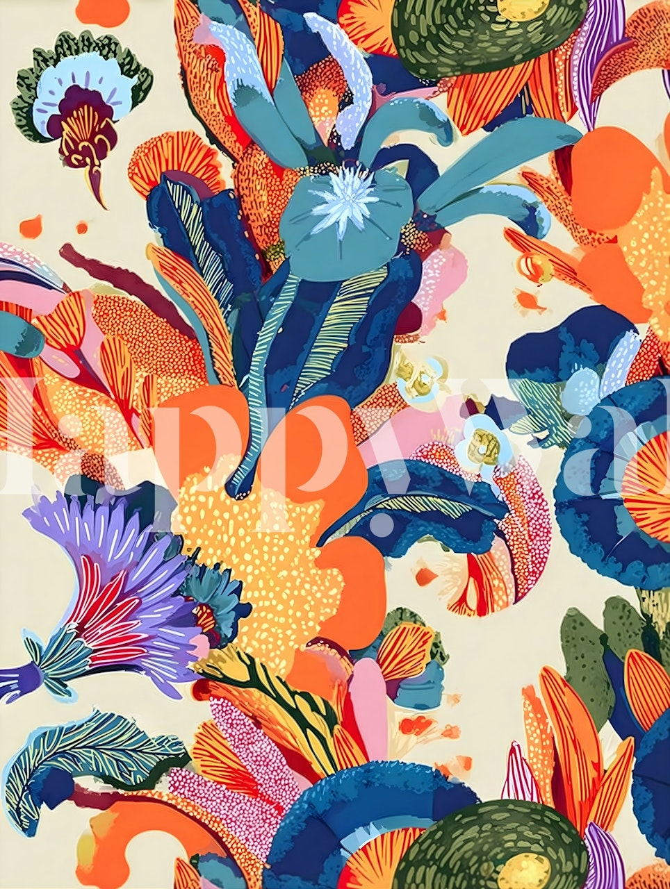 Versaille East floral wallpaper displayed in a room