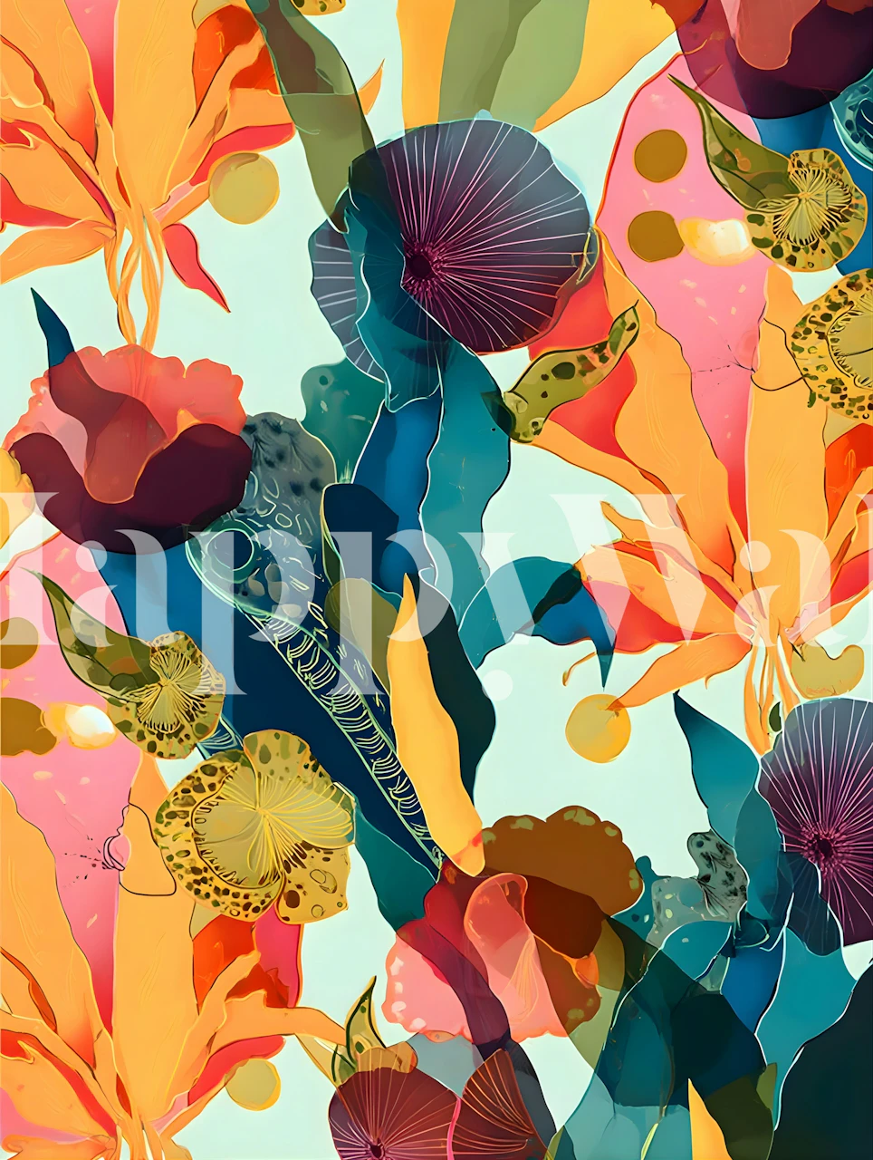 Colorful South Pacific wallpaper in a room