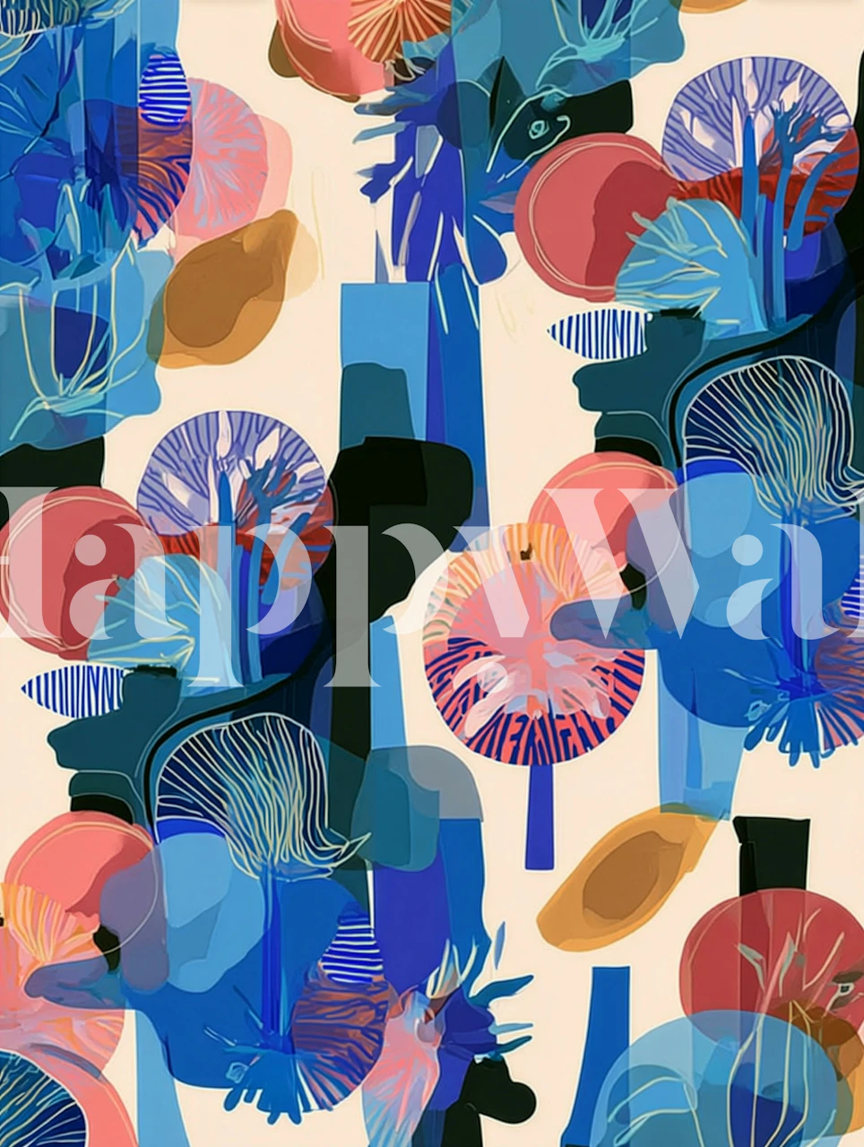 Colorful fall wallpaper design in a room