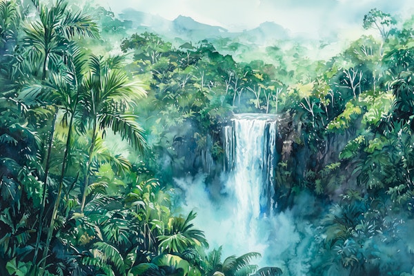 Misty Jungle Waterfall