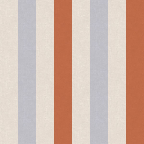 Modern Blue and Rust Farmhouse Stripes
