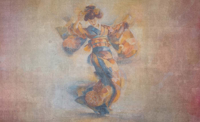 Japanese Geisha Vintage Watercolor Mural | happywall.com
