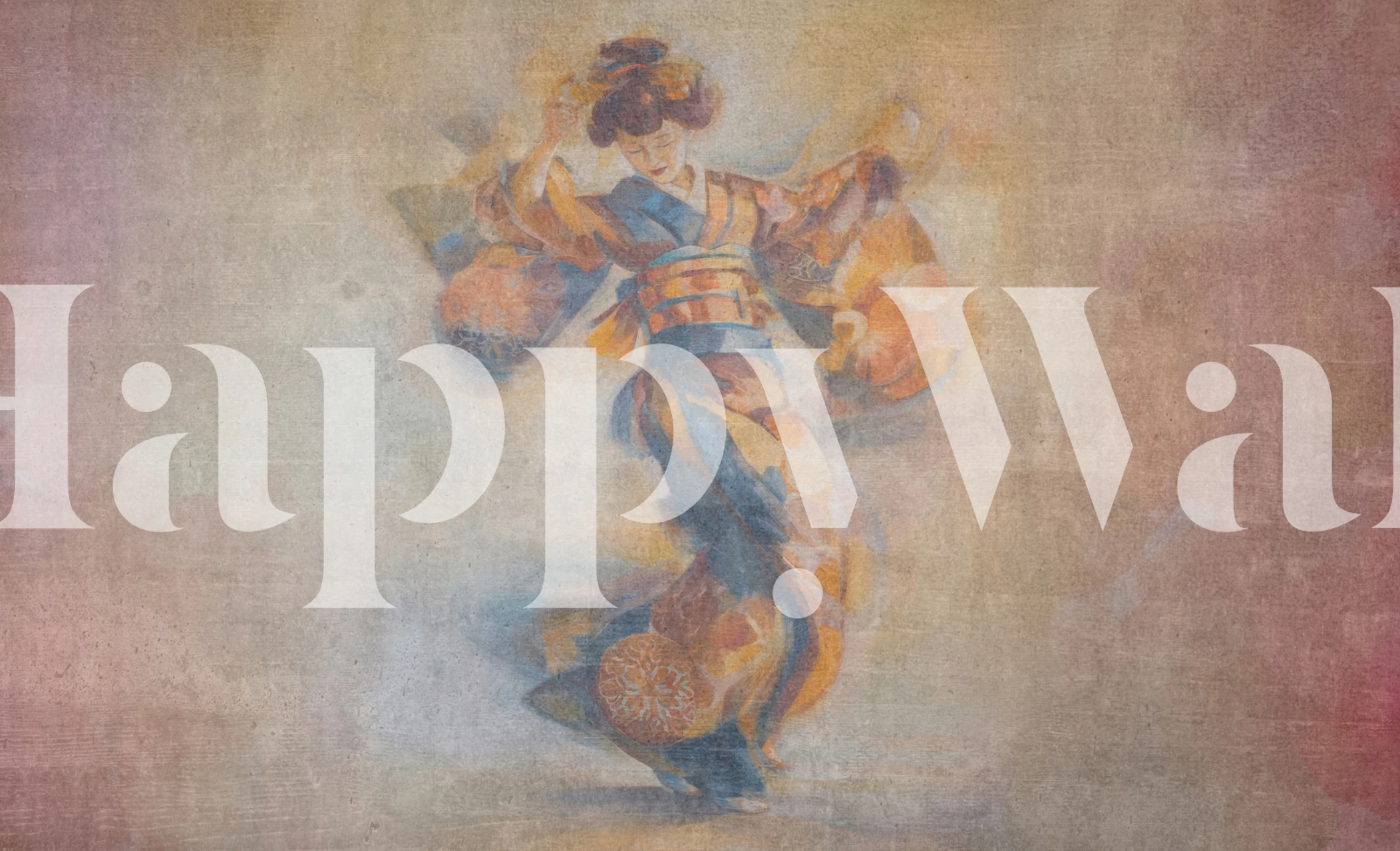 Japanese Geisha Vintage Watercolor Mural | happywall.com