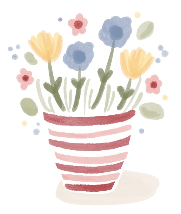 Watercolor Flower Pot