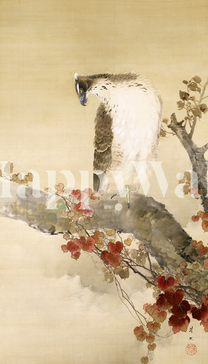 Serene Japanese Eagle at Rest tapetdesign