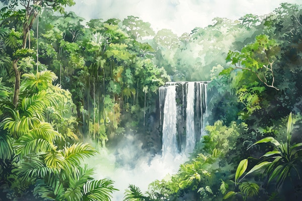 Lush Green Waterfall Escape