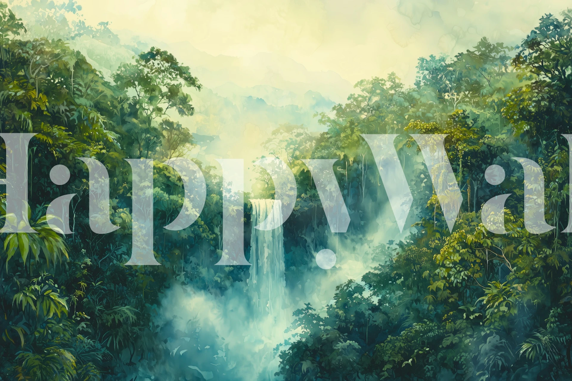 tapeta Hidden Waterfall in the Jungle v místnosti