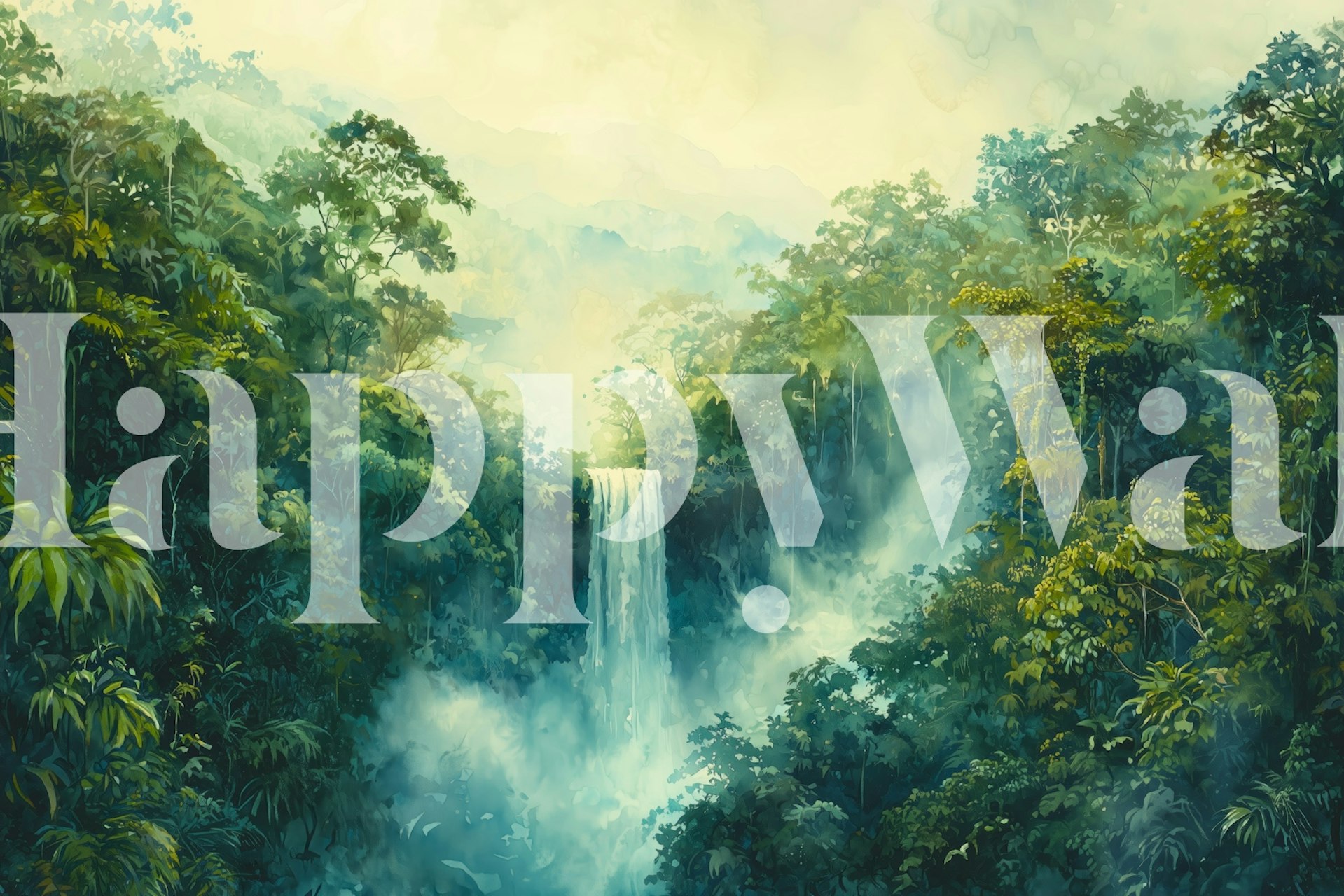 Hidden Waterfall in the Jungle behang in een kamer