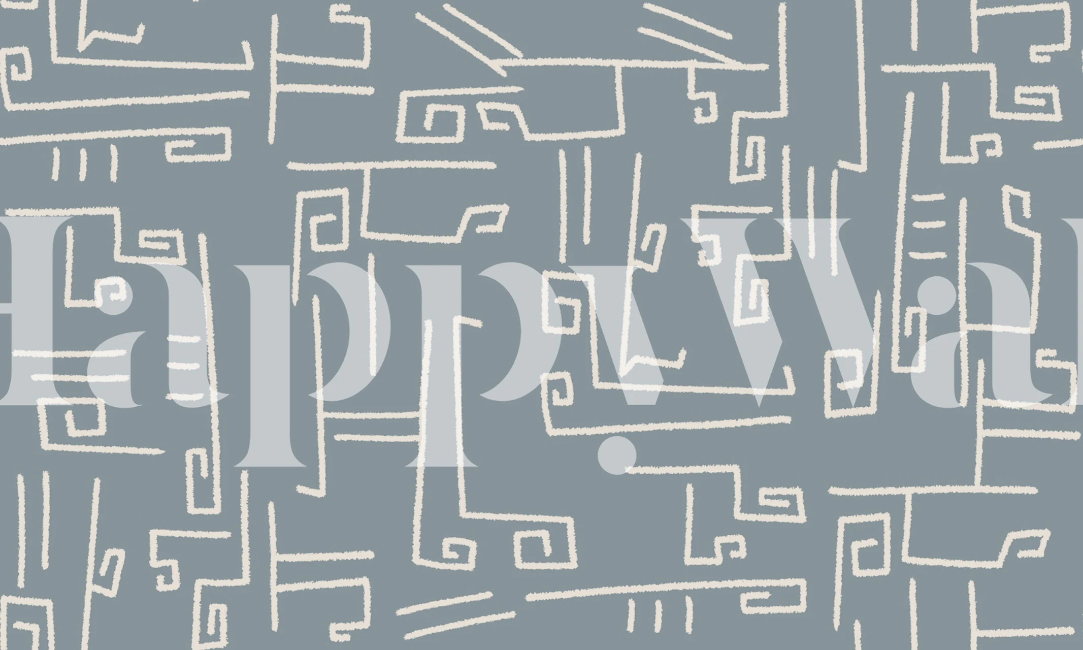 Papel de parede Boho Blue Linework exibido em um cômodo