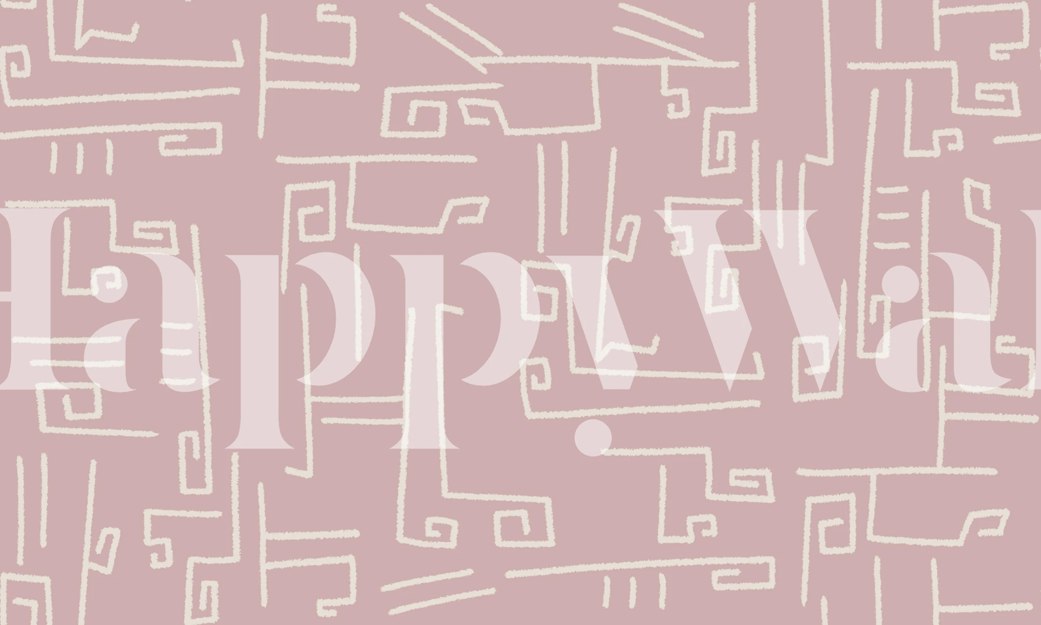 Boho Dusty Pink Linework wallpaper in a room