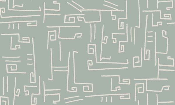 Boho Dusty Green Linework