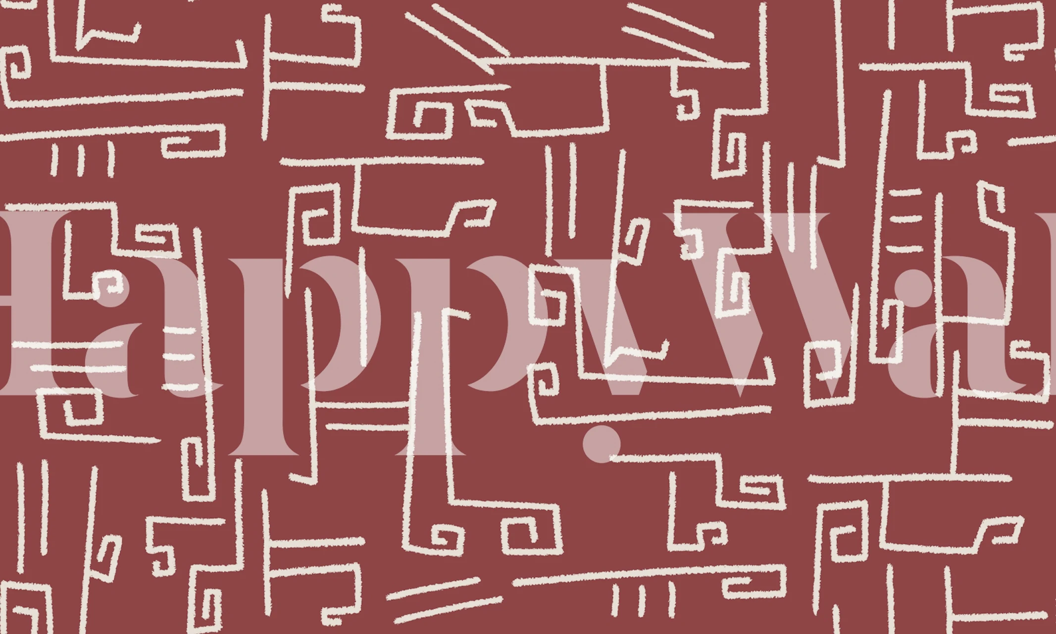 Boho pomegranate linework tapéta egy szobában