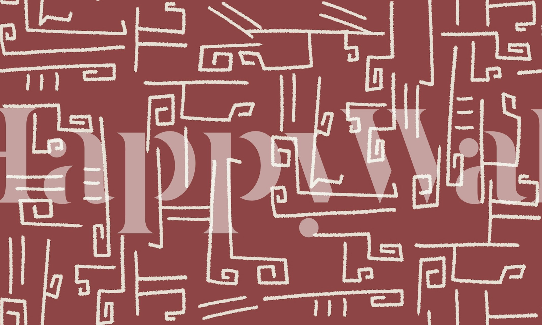 Boho pomegranate linework wallpaper in a room