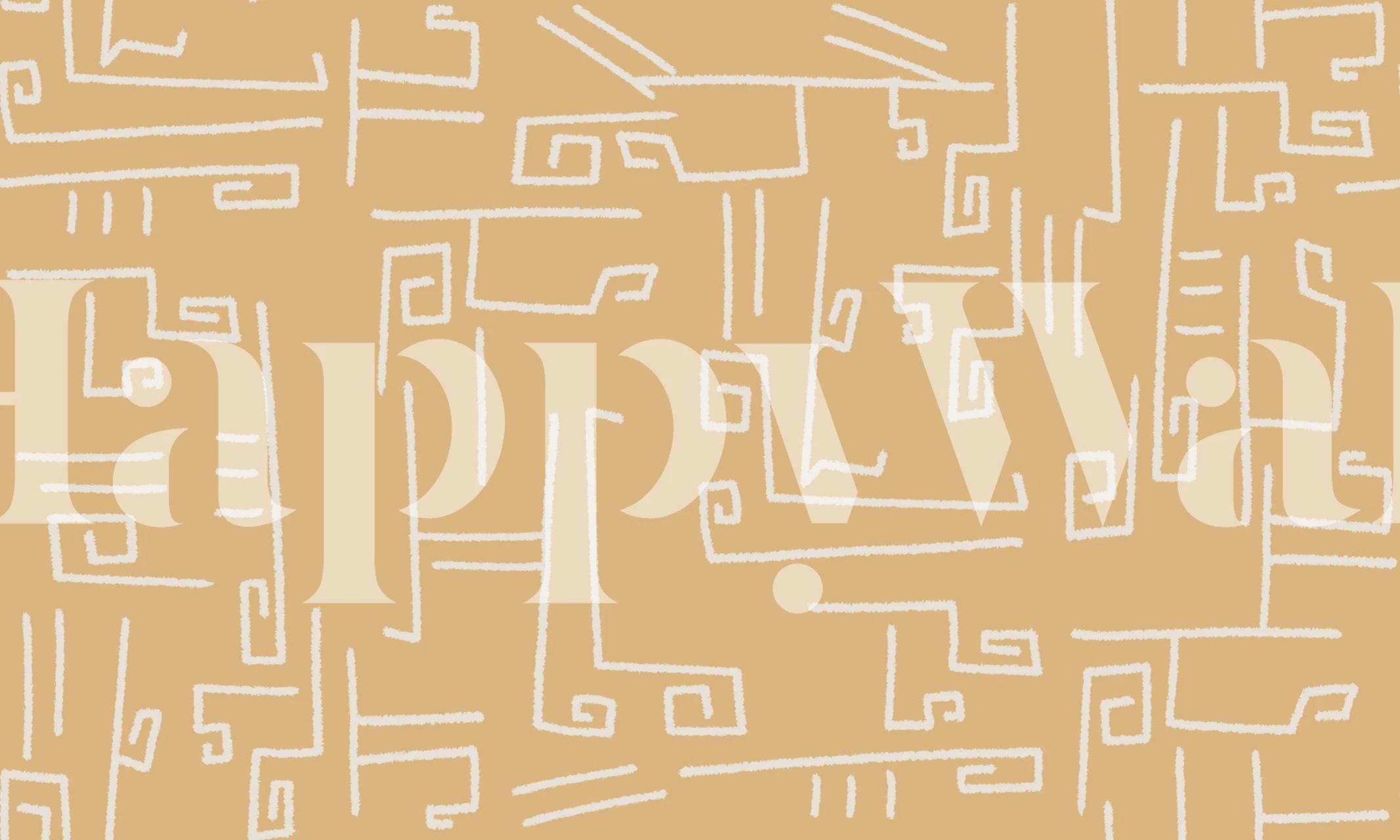 Boho Sand Linework tapéta egy szobában