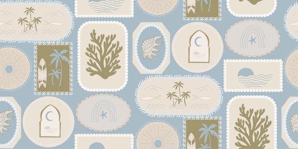 Beachy Boho Tropical Frames Soft Blue Coastal