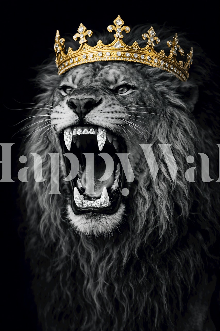Luxury Lion With Crown wallpaper in a room
