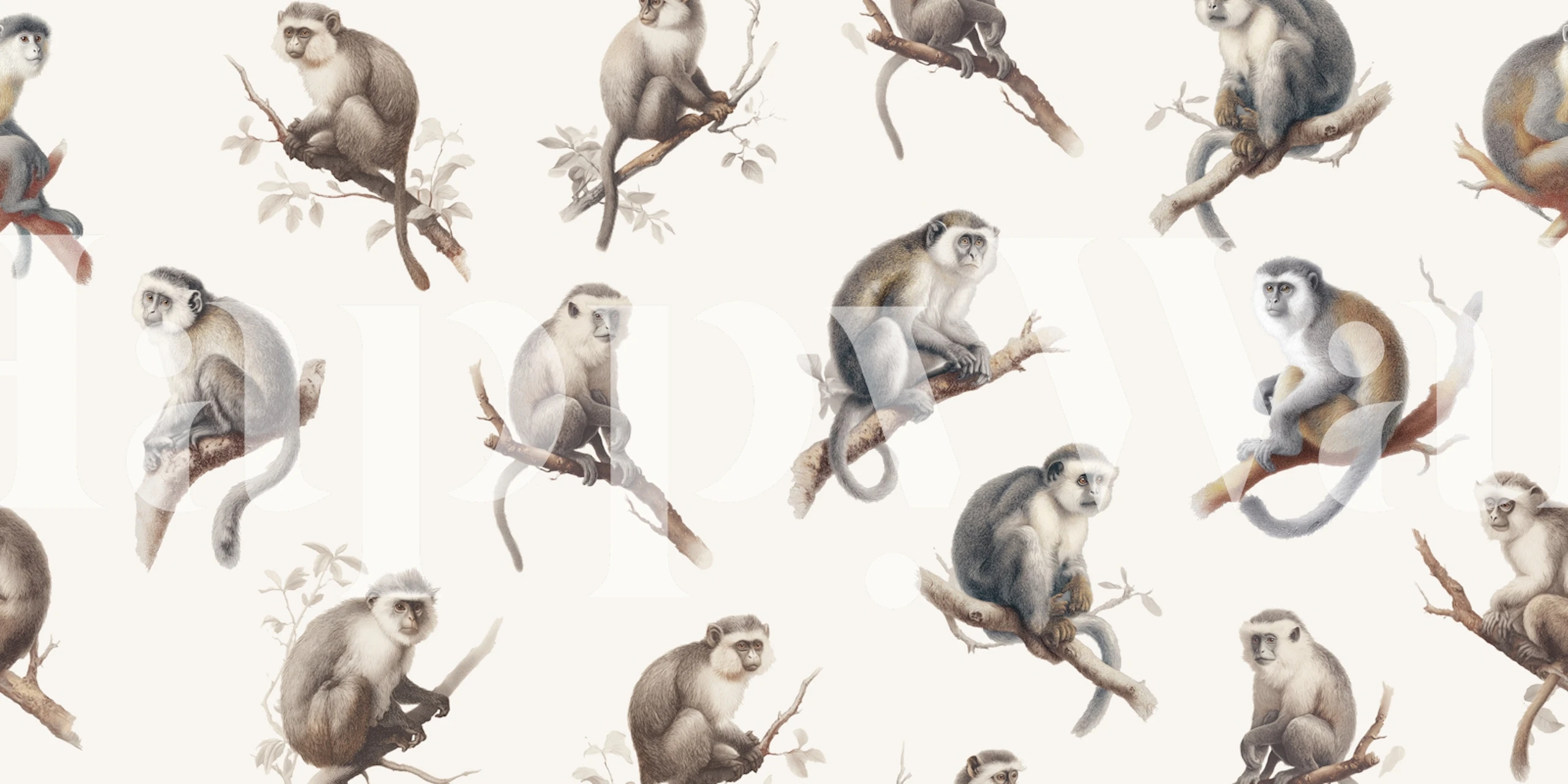 Tropical monkey wallpaper design in a room