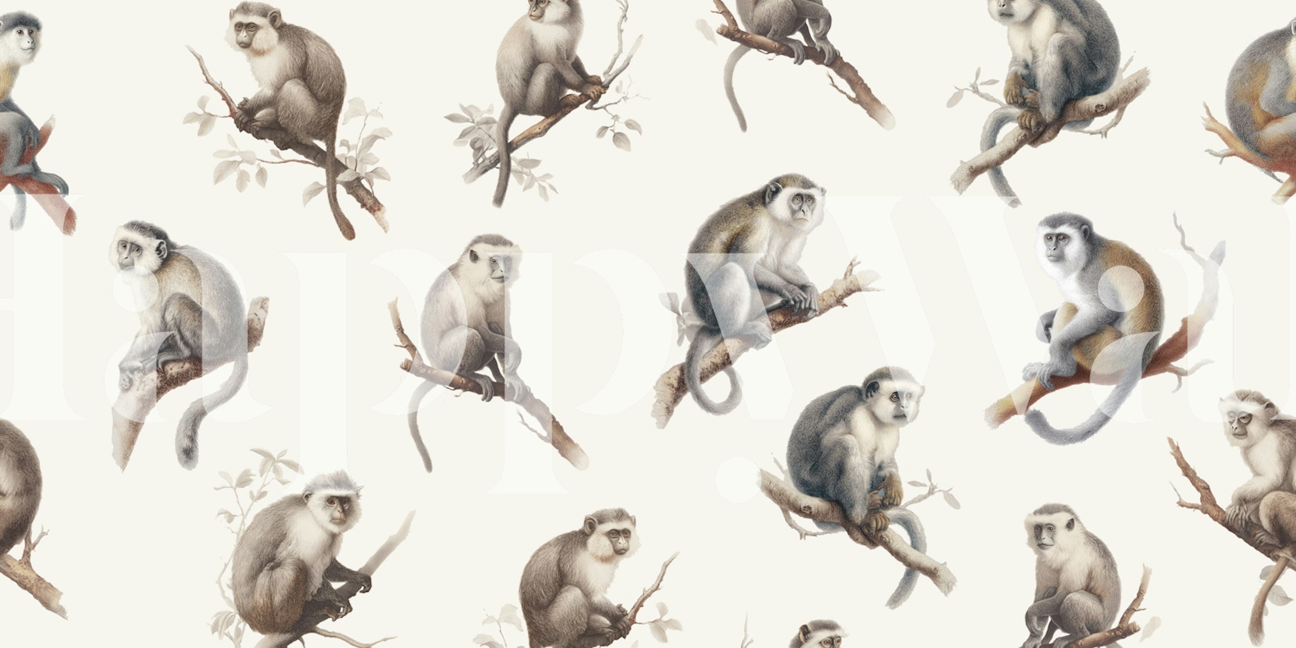 Tropical monkey wallpaper design in a room