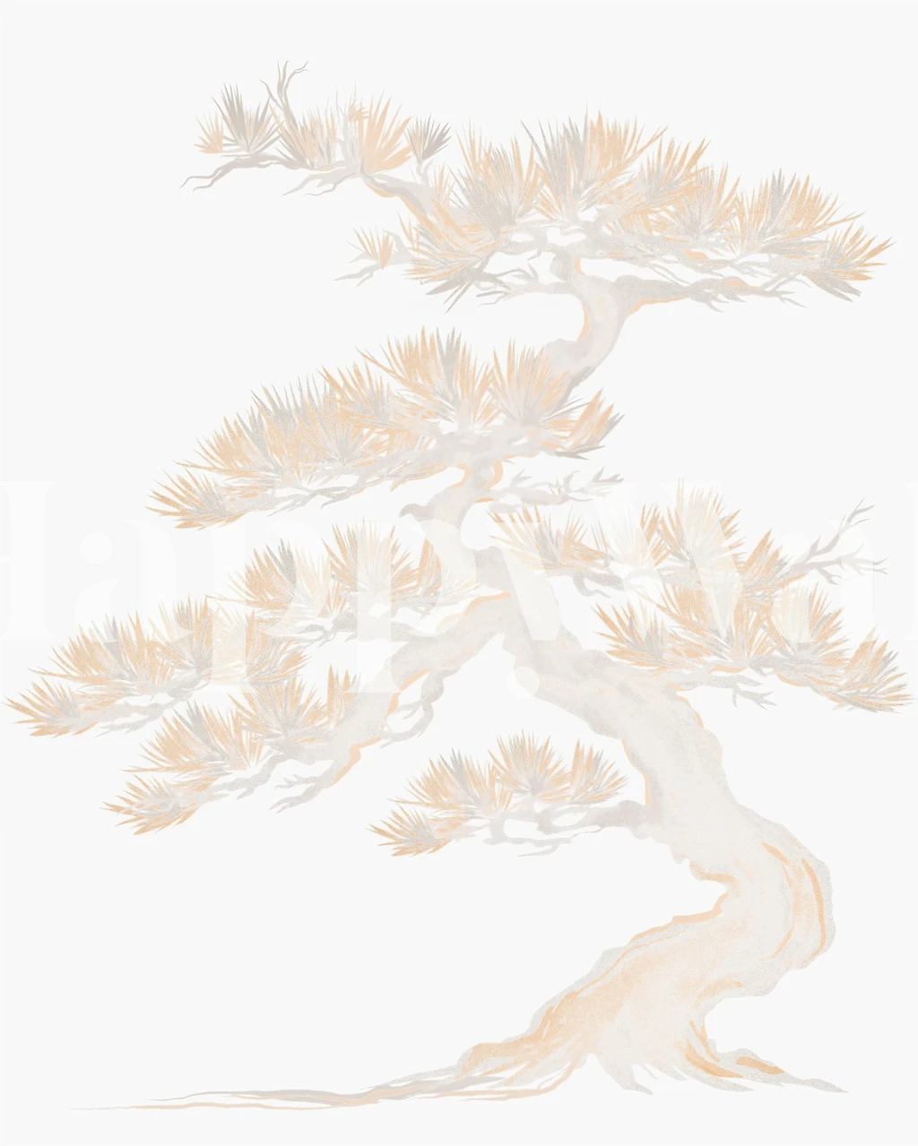 Soft Beige Japanese Pine tapeta v místnosti