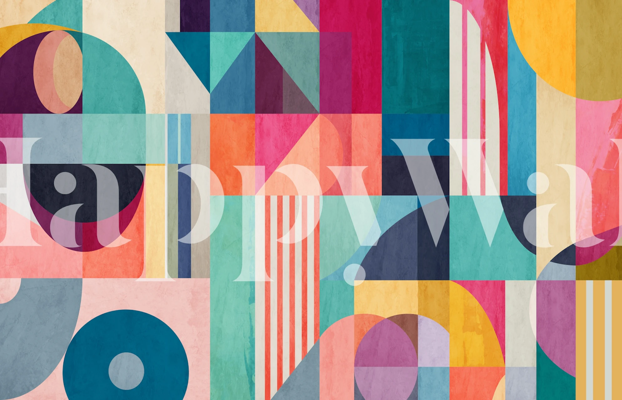 Modern Abstract Shapes and Stripes wallpaper in a room