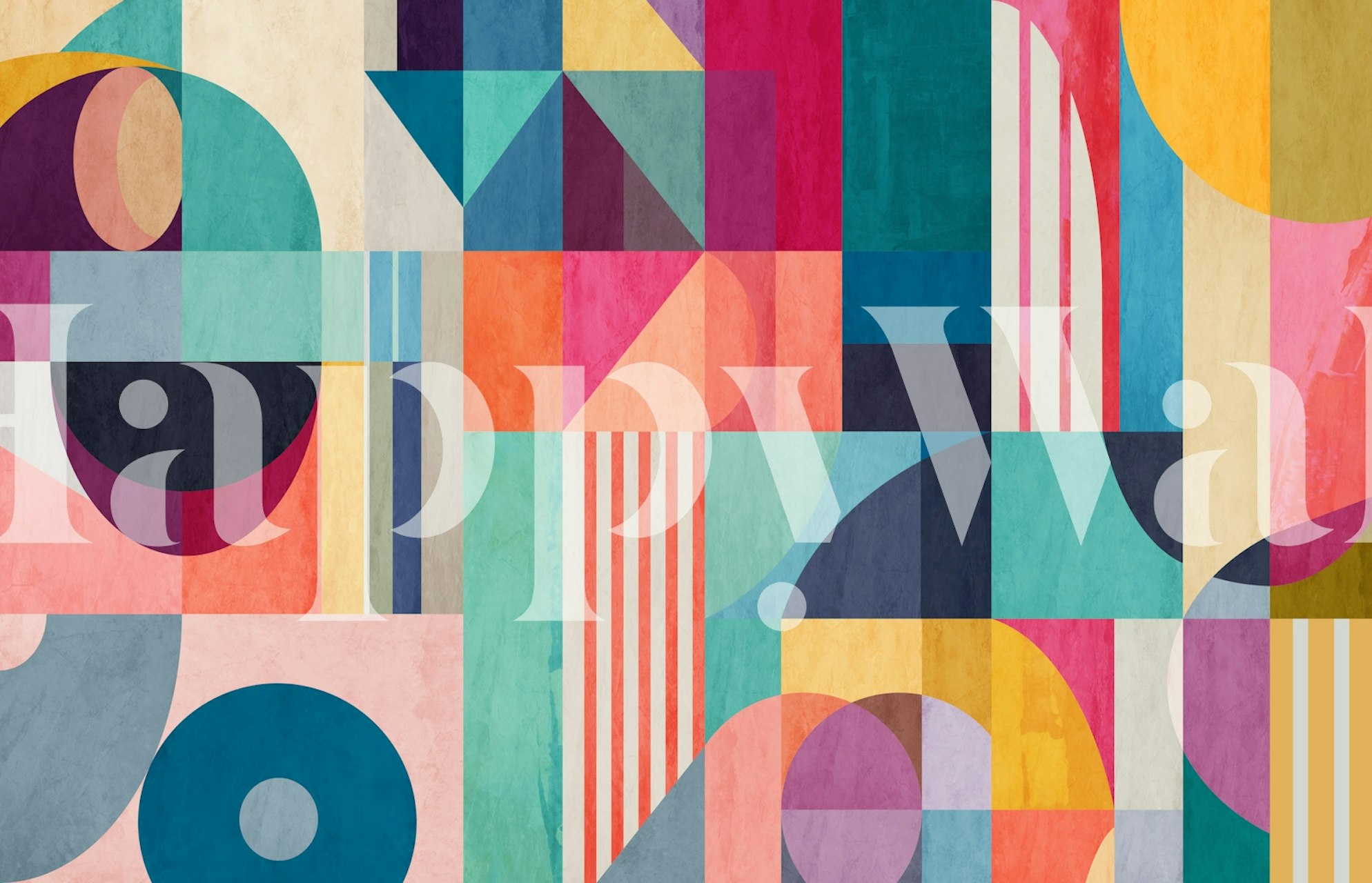 Modern Abstract Shapes and Stripes wallpaper in a room