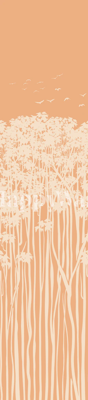 Cream forest silhouette wallpaper in a room