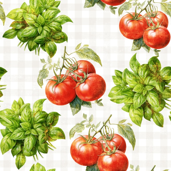 Tomato Basil Gingham Kitchen