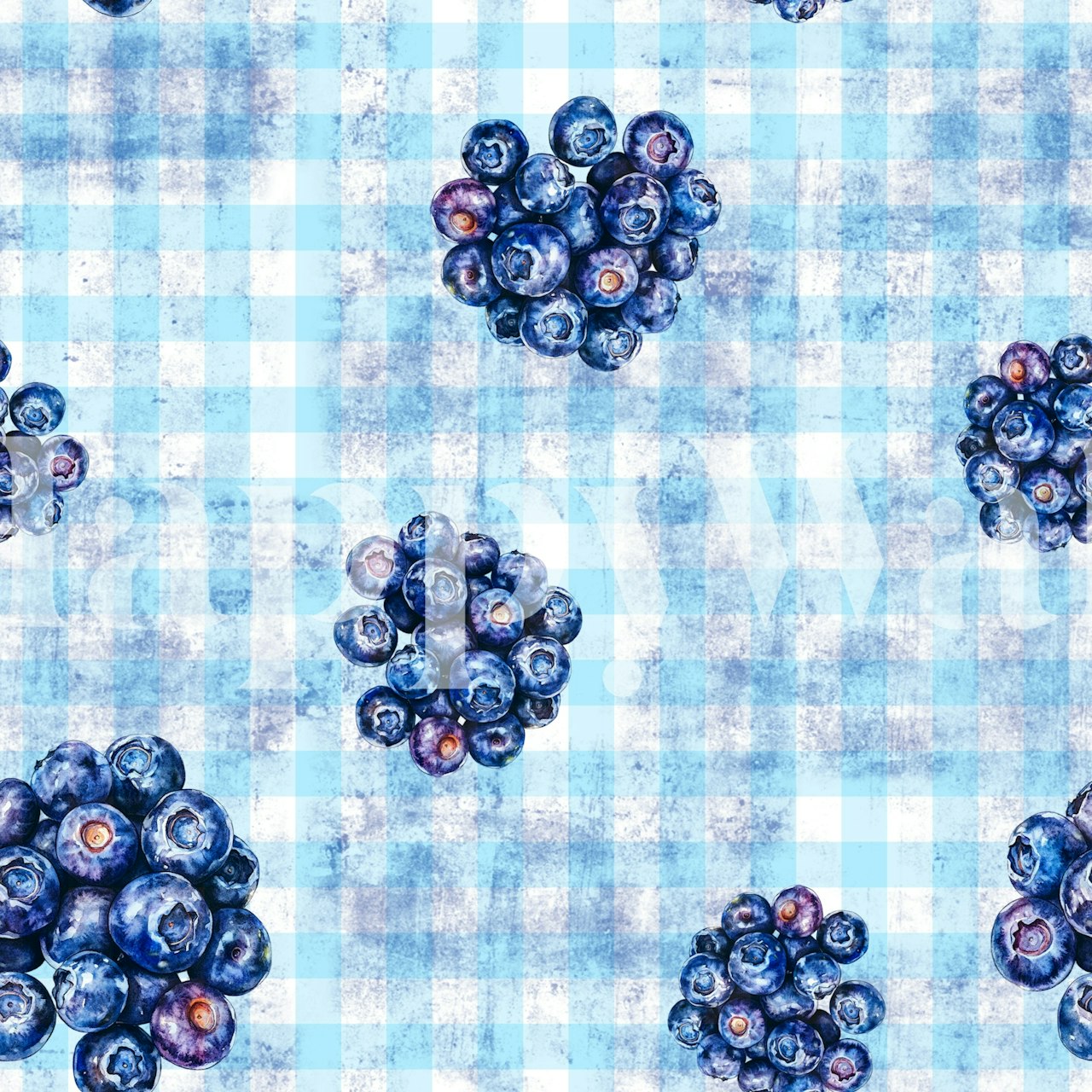 Blueberry Gingham Picnic wallpaper in a room